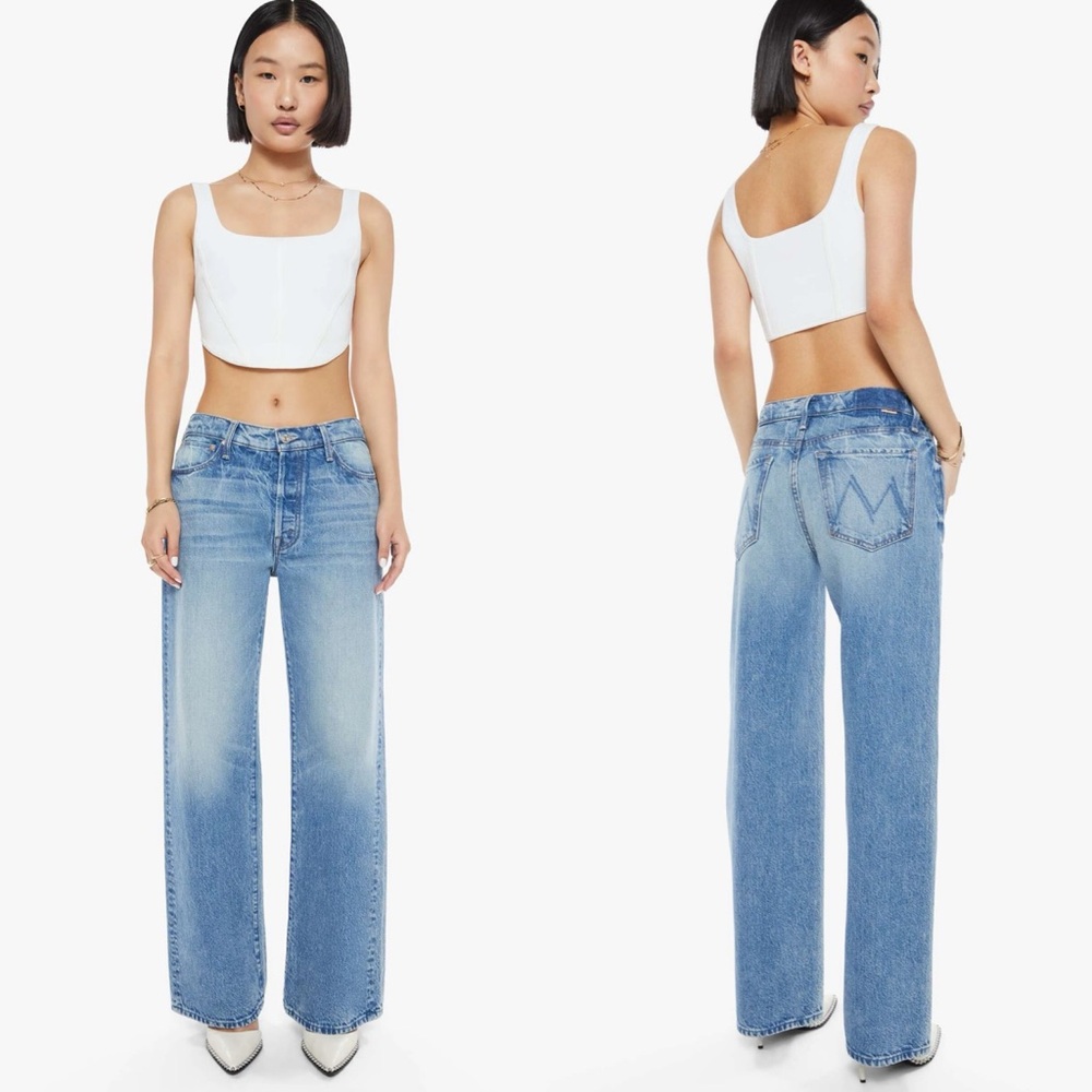 NWT Mother Superior Lil Dodger Button Sneak Jeans Wipeout Petite - Picture 1 of 5